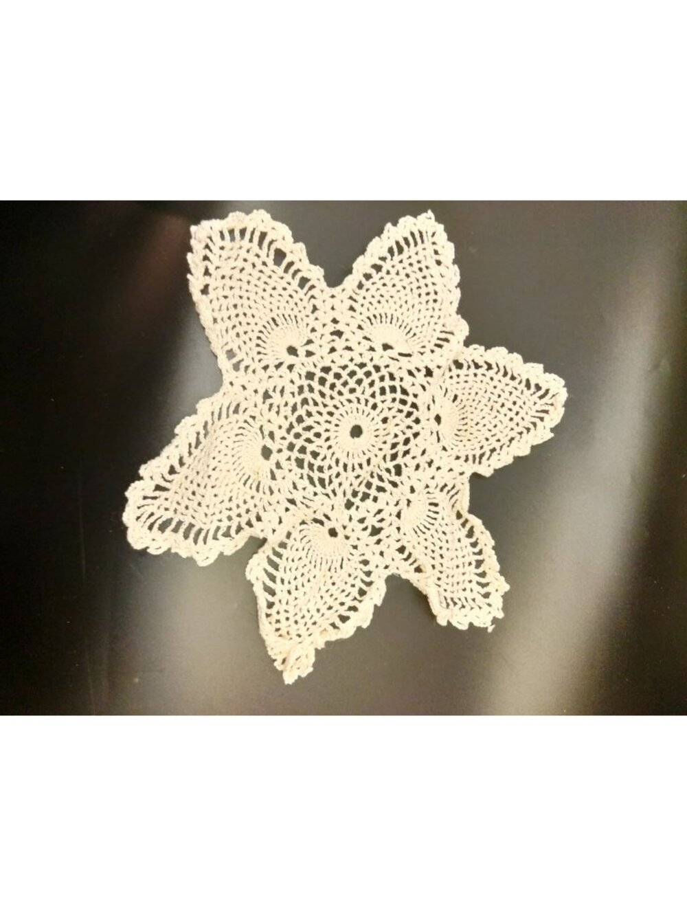 Hand Crocheted Doily White Star Grannycore Vintage 12 x 13 inch